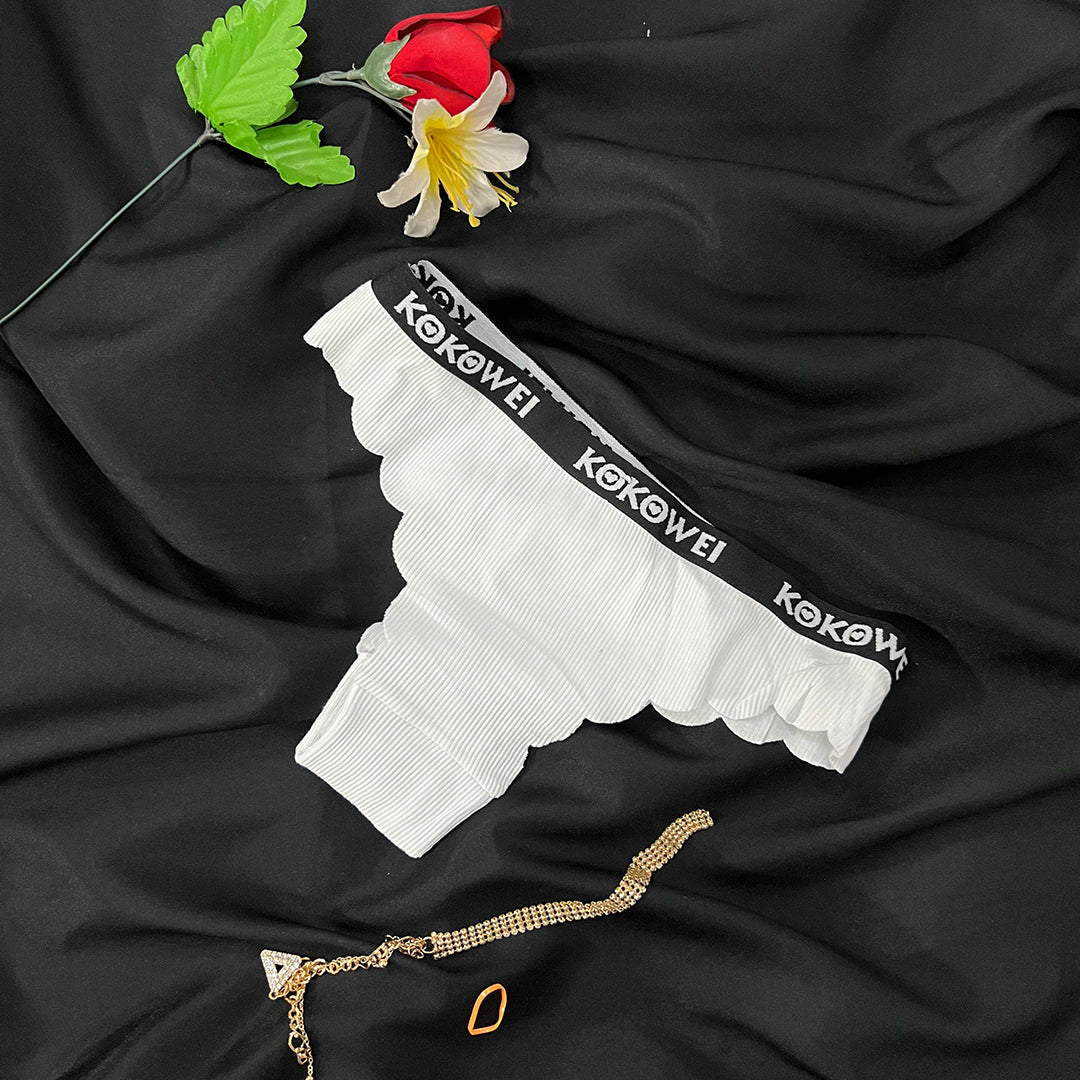 KOKOWEI Ribbed Thong with Scalloped Edges
