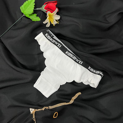 KOKOWEI Ribbed Thong with Scalloped Edges