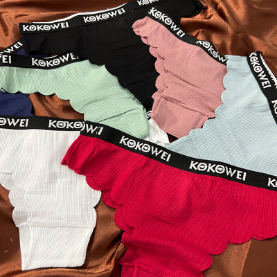 KOKOWEI Ribbed Thong with Scalloped Edges