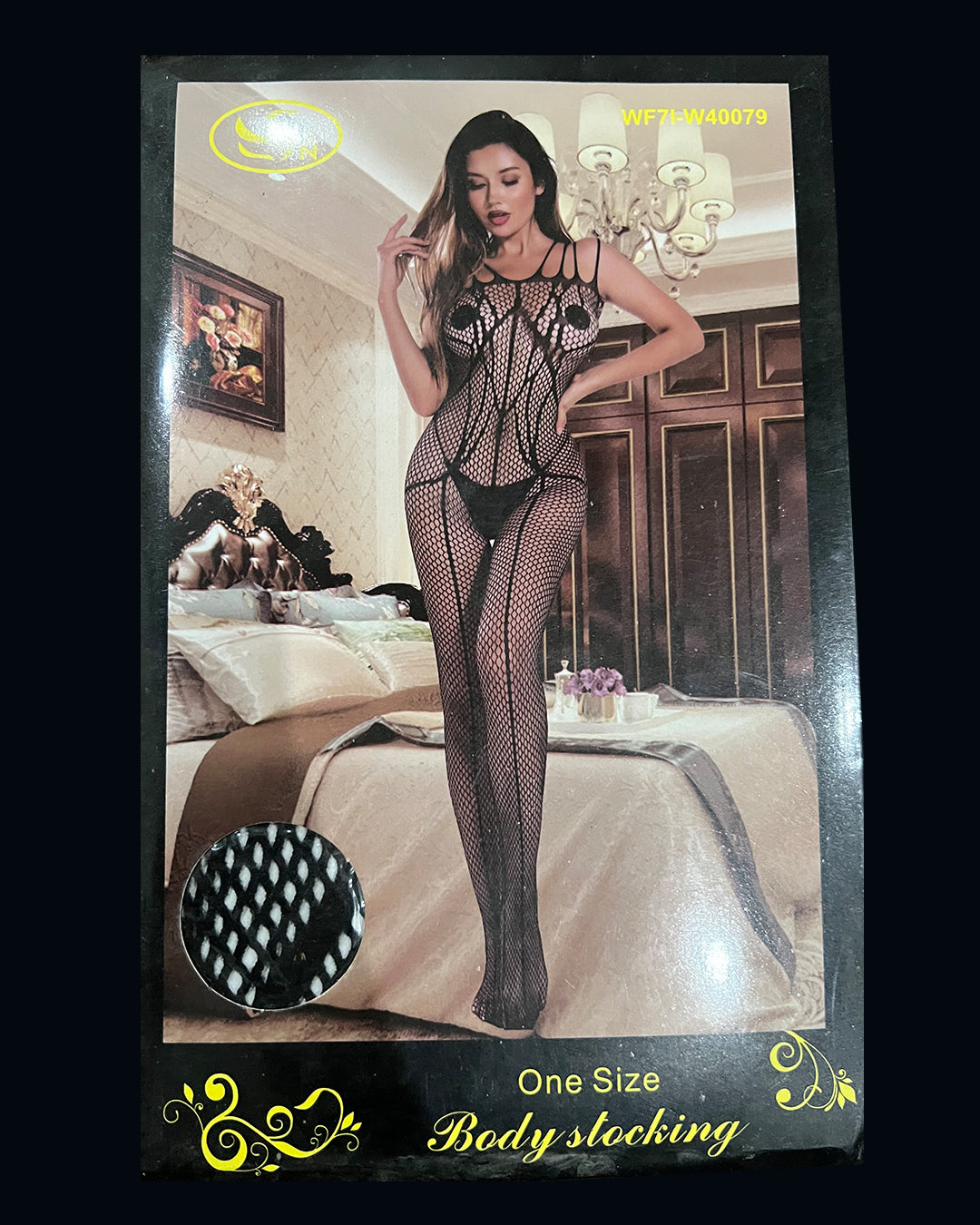 Midnight Bloom Hot Body Stocking Black