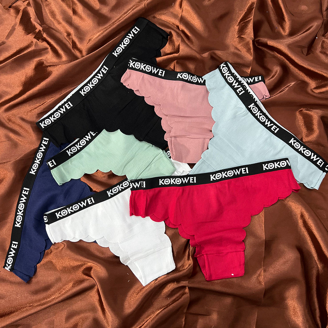 KOKOWEI Ribbed Thong with Scalloped Edges