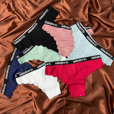 KOKOWEI Ribbed Thong with Scalloped Edges