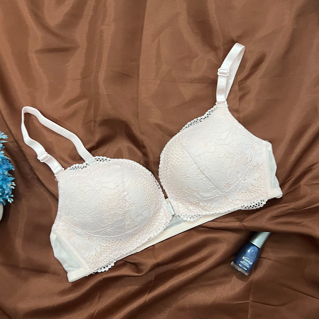 Elegant Floral Lace Bra – Crystal Charm Edition