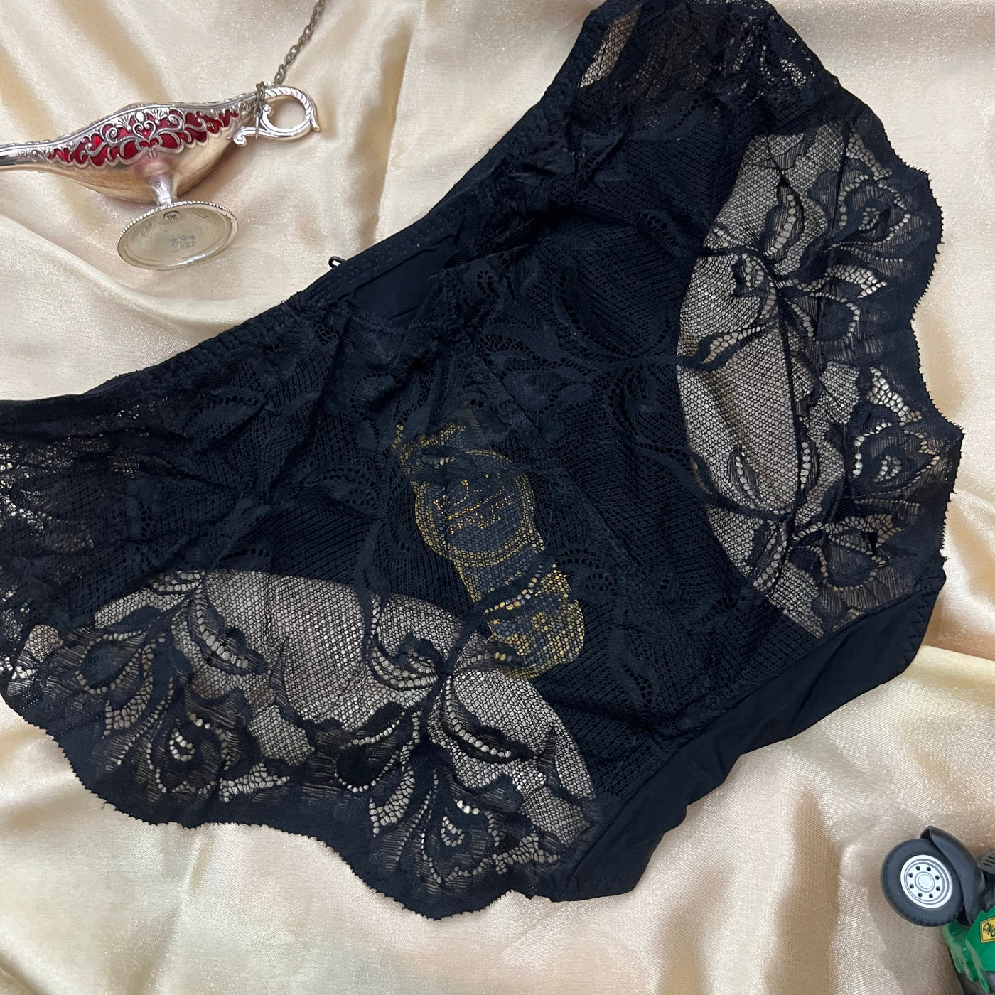 Elegant Black Lace Panty – Floral Mesh Detail