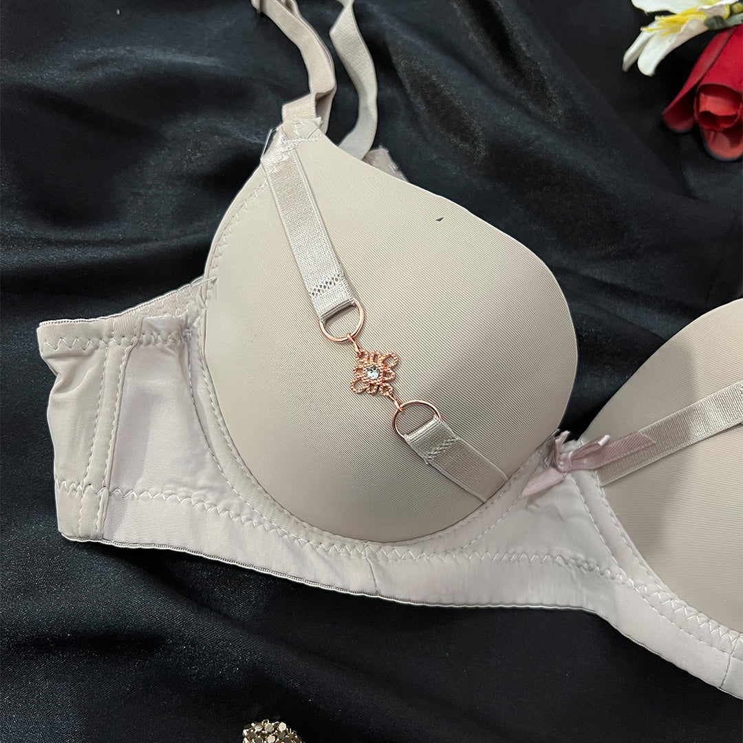 Lightly Padded Bra with Front Charm