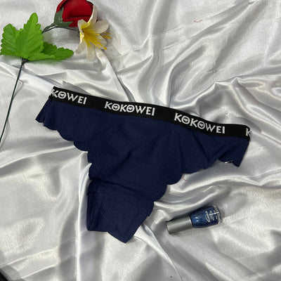 KOKOWEI Ribbed Thong with Scalloped Edges