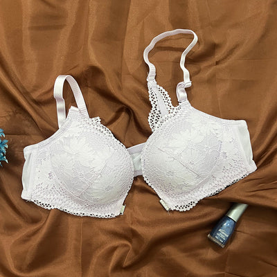 Elegant Floral Lace Bra – Crystal Charm Edition