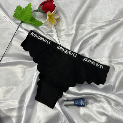 KOKOWEI Ribbed Thong with Scalloped Edges