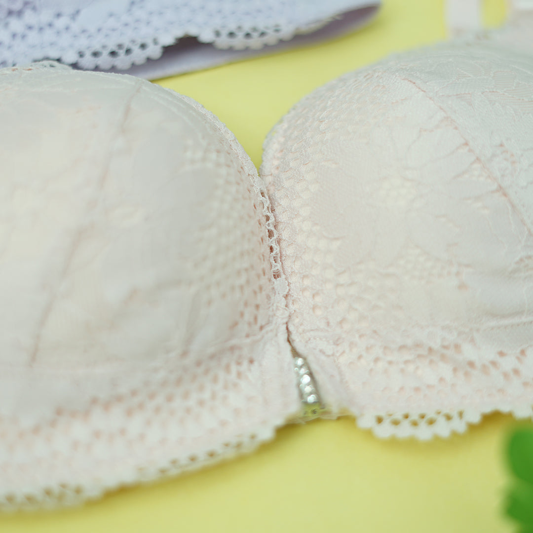 Front Open Wireless Lace Bra for Women | Full Coverage Comfort Brassiere