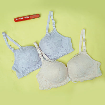 Front Open Wireless Lace Bra for Women | Full Coverage Comfort Brassiere