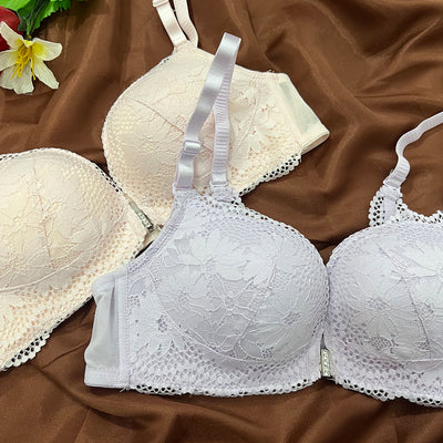 Elegant Floral Lace Bra – Crystal Charm Edition
