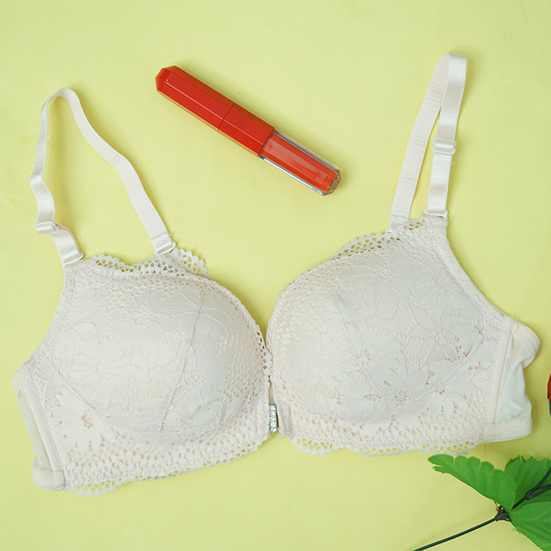Front Open Wireless Lace Bra for Women | Full Coverage Comfort Brassiere