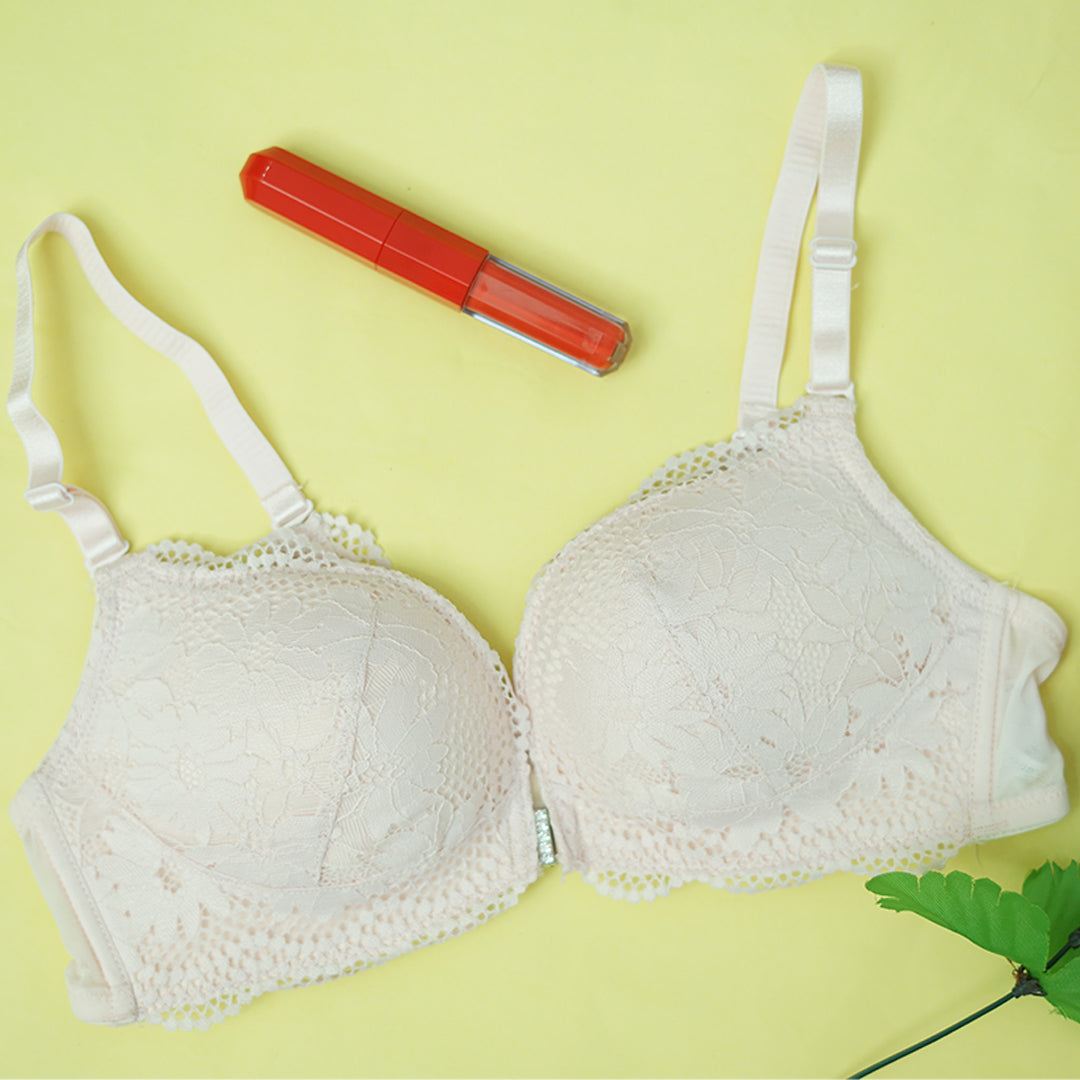 Front Open Wireless Lace Bra for Women | Full Coverage Comfort Brassiere