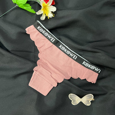 KOKOWEI Ribbed Thong with Scalloped Edges