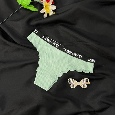 KOKOWEI Ribbed Thong with Scalloped Edges