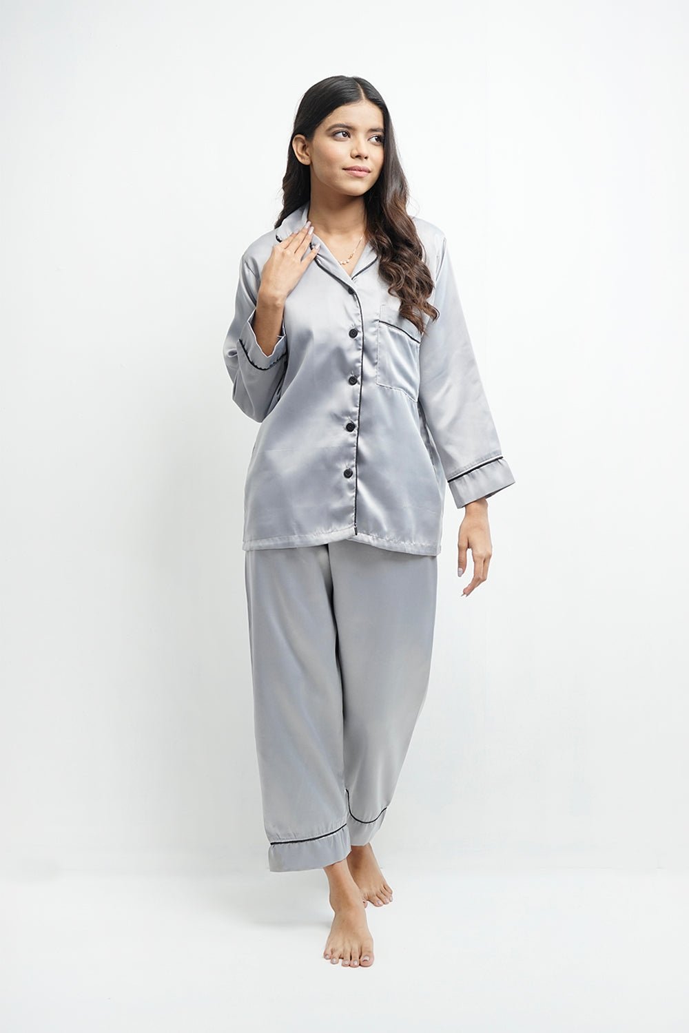 SILK PJ SET (Silver)