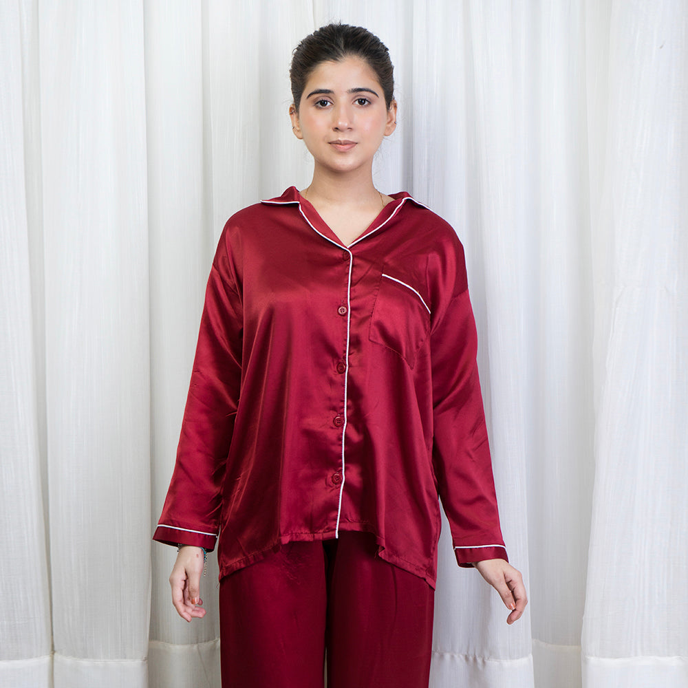 SILK PJ SET (Maroon)