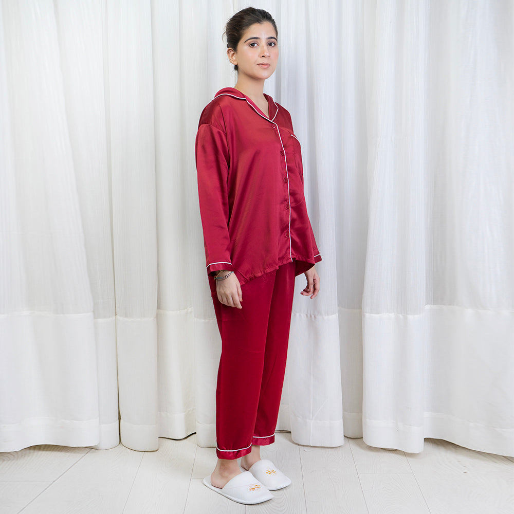 SILK PJ SET (Maroon)