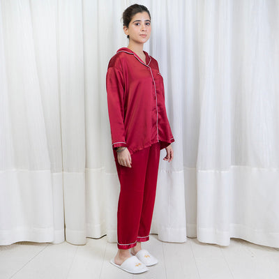SILK PJ SET (Maroon)