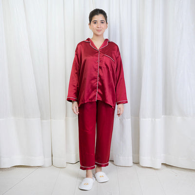 SILK PJ SET (Maroon)